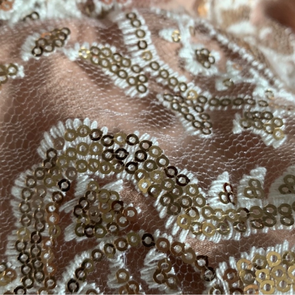 Free People Night Shimmers Nude Gold Sequin Mini Dress - Picture 6 of 10